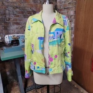 Elizabeth Dalton Green funky art drawing light jacket Medium